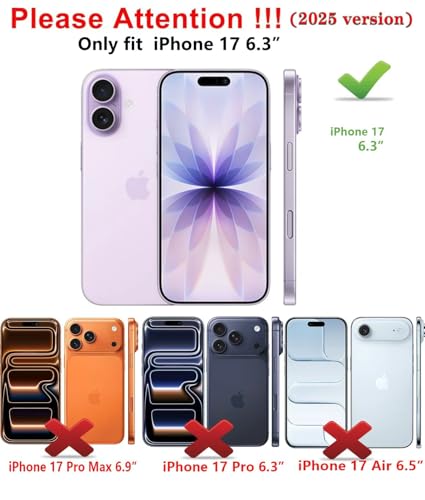 Qinmay Compatible with iPhone 17 Case Wallet,Built-in Card Holder, Heavy Duty Protective Dual Layer Shockproof Hidden Card Slot Slim Wallet Phone Cover for iPhone 17 ,Black - Image 3