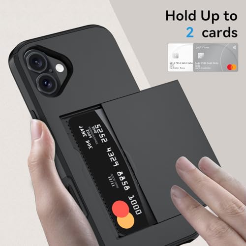 Qinmay Compatible with iPhone 17 Case Wallet,Built-in Card Holder, Heavy Duty Protective Dual Layer Shockproof Hidden Card Slot Slim Wallet Phone Cover for iPhone 17 ,Black - Image 4