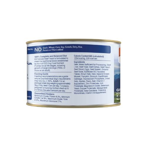 K9 Natural - BPA & Gelatin Free Canned Dog Food - Beef, 6oz (12 Pack) & Grain Free Freeze Dried Dog Food - Beef, 4lb - Image 4