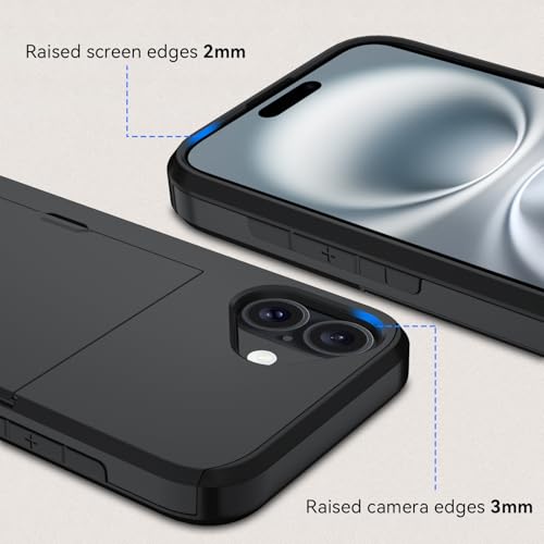 Qinmay Compatible with iPhone 17 Case Wallet,Built-in Card Holder, Heavy Duty Protective Dual Layer Shockproof Hidden Card Slot Slim Wallet Phone Cover for iPhone 17 ,Black - Image 5