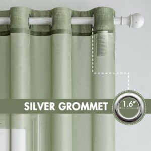 MIULEE Solid Color Sheer Curtains 84 Inches Long 2 Panels Set – Elegant Lightweight Grommet Light Filtering Window Voile Panels/Drapes/Treatment for Bedroom Living Room W54 x L84 Inch, Sage Green