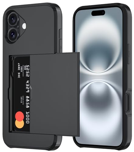 Qinmay Compatible with iPhone 17 Case Wallet,Built-in Card Holder, Heavy Duty Protective Dual Layer Shockproof Hidden Card Slot Slim Wallet Phone Cover for iPhone 17 ,Black - Image 2