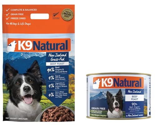 K9 Natural - BPA & Gelatin Free Canned Dog Food - Beef, 6oz (12 Pack) & Grain Free Freeze Dried Dog Food - Beef, 4lb - Image 2