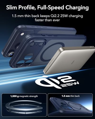 ESR for iPhone 17 Pro Max Case, Camera Control, Compatible with MagSafe, Shockproof Military-Grade Protection, Magnetic Phone Case for iPhone 17 Pro Max, Classic Hybrid Case, Frosted Blue - Image 6