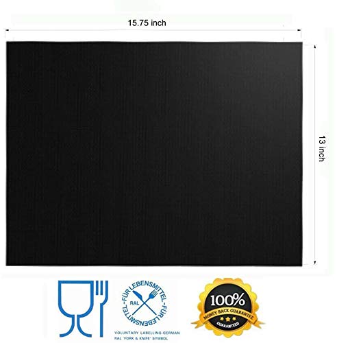 Renook Grill Mat Set of 6-100% Non-Stick Reusable Mats for Gas, Charcoal or Electric Grills - Easy to Clean - 15.75 x 13-Inch, Black - Image 3