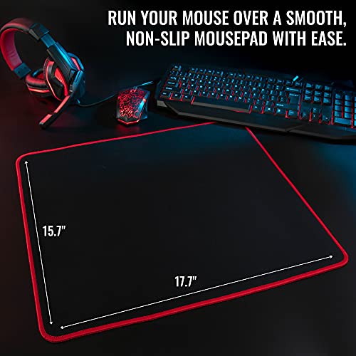 Ritz Gear Red Gaming Accessories Kit I 4-in-1 LED Combo with Multimedia Keyboard, Optical Mouse, Mouse Pad & Headset with Adapter | for Windows 7+ Desktop, Laptop, Xbox & PS4 with CR5-X 5" Monitors - Image 6