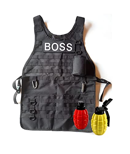 Caliber Gourmet Tactical Molle Utility Apron - Adjustable BBQ Apron with Ketchup Dispensers Set, Bottle Opener, Pockets, Reusable Carabiner, Great for Gardening, Garage, & Outdoor Activities - Image 2