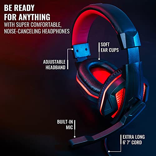 Ritz Gear Red Gaming Accessories Kit I 4-in-1 LED Combo with Multimedia Keyboard, Optical Mouse, Mouse Pad & Headset with Adapter | for Windows 7+ Desktop, Laptop, Xbox & PS4 with CR5-X 5" Monitors - Image 7