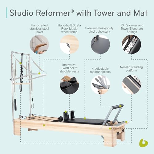 Balanced Body Studio Pilates Reformer with Revo Footbar, Tower, and Mat Conversion, Pilates Exercise Equipment, Workout Equipment for Home or Studio - Image 4