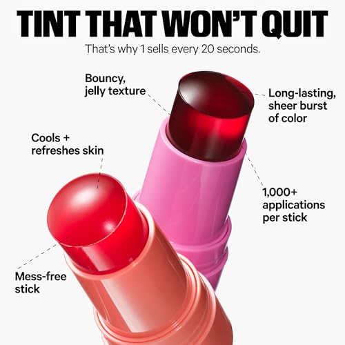 Milk Makeup Cooling Water Jelly Tint – Long-Lasting Sheer Lip + Cheek Stain with Firming Vegan Collagen + Hydrating Aloe – Transfer Proof, Buildable Lip Tint + Blush – Burst (Poppy Pink), 0.17 oz - Image 4
