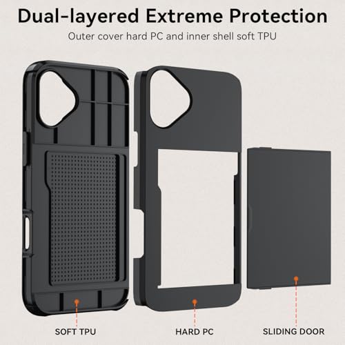 Qinmay Compatible with iPhone 17 Case Wallet,Built-in Card Holder, Heavy Duty Protective Dual Layer Shockproof Hidden Card Slot Slim Wallet Phone Cover for iPhone 17 ,Black - Image 8