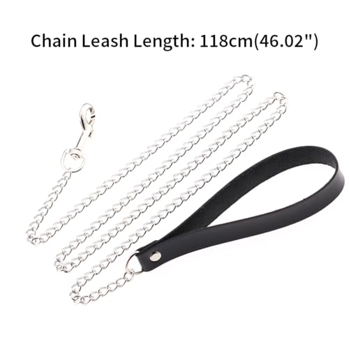 FM FM42 Black PU Simulated Leather 2-Layer O-Ring Collar Choker Necklace With Detachable Chain Leash - Image 4