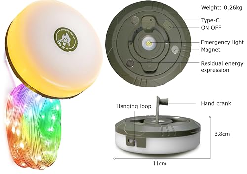 Camping String Lights,Camping Essentials Gear 32.8FT Lamp Lights Waterproof, 4 in 1 Outdoor String Lights with 8 Modes for Awn Tent Yard Garden Hiking Travel Decoration and Holiday Christmas Gift - Image 4