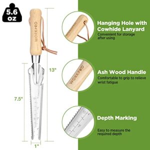 WORKPRO Hand Weeder Puller, 5-in-1 Stainless Steel Garden Trowel with Wooden Handle,Gardening Weeding Tool for Easy Weeder Removal, Planting, Weeding, Flower & Vegetable Care in Garden Lawn Yard
