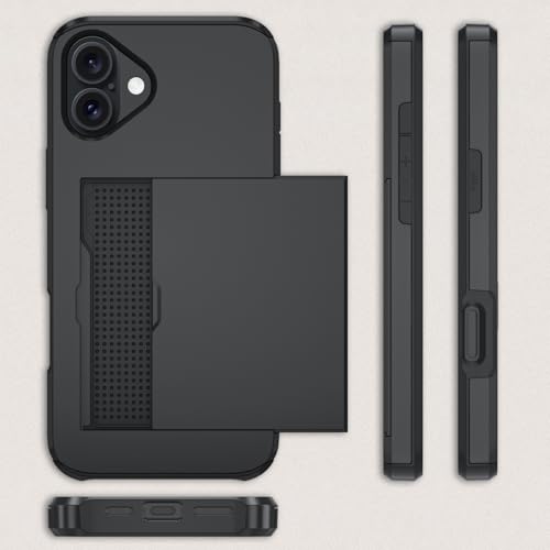 Qinmay Compatible with iPhone 17 Case Wallet,Built-in Card Holder, Heavy Duty Protective Dual Layer Shockproof Hidden Card Slot Slim Wallet Phone Cover for iPhone 17 ,Black - Image 7