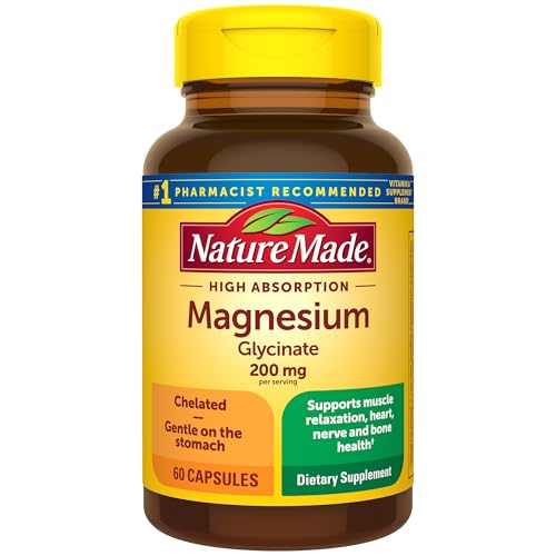 Nature Made Magnesium Glycinate 200 mg per Serving, Magnesium Supplement for Muscle, Heart, Nerve and Bone Support, 60 Magnesium Bisglycinate Capsules, 30 Day Supply - Image 2