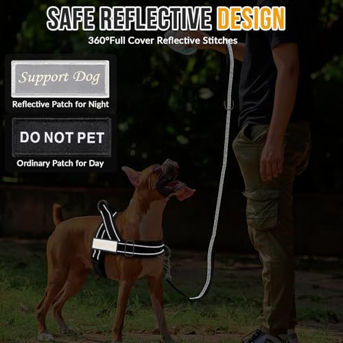 SlowTon No Pull Dog Harness - Heavy Duty Dog Harness and Leash Set for Medium Large Dogs, Reflective Tactical Harness with Soft Padded and Front Clip for Easy Walk and Training (Black M) - Image 8