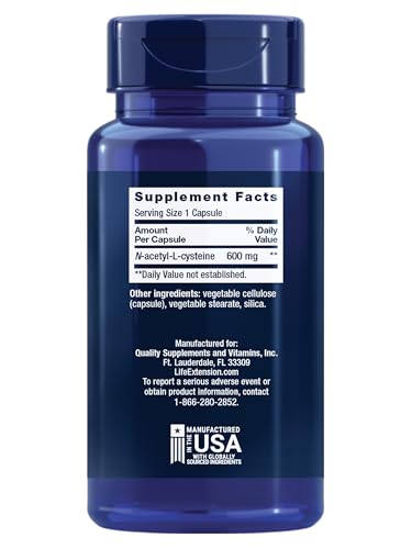 Life Extension N-Acetyl-L-Cysteine (NAC), Immune, Respiratory, Liver Health, NAC 600 mg, Potent antioxidant Support, Free-radicals, Easy to Absorb, 60 Capsules - Image 3