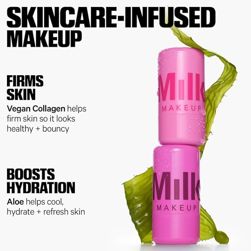 Milk Makeup Cooling Water Jelly Tint – Long-Lasting Sheer Lip + Cheek Stain with Firming Vegan Collagen + Hydrating Aloe – Transfer Proof, Buildable Lip Tint + Blush – Burst (Poppy Pink), 0.17 oz - Image 2