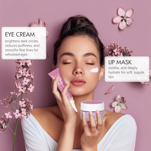 Valentines Day Gifts for Woman Skin Care Set Travel Size, Daily Routine with Hydrate + Protect SkinCare 7-Pieces Travel Kit for Women|Cleanser, Cream, Serum, Eye Cream, Lotion, Lip Mask, Jelly Patches - Image 4