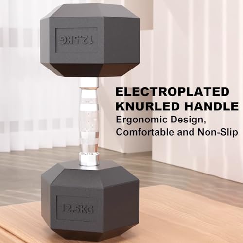 XSLRYH Rubber Coated Hex Dumbbell Weight Set, Strength Training Equipment Set with Anti-Slip Handle and 3-Tier Storage Rack for Home Gym Muscle Building and Full Body Workout(725kg Set) - Image 6