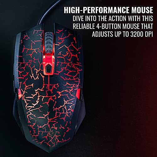 Ritz Gear Red Gaming Accessories Kit I 4-in-1 LED Combo with Multimedia Keyboard, Optical Mouse, Mouse Pad & Headset with Adapter | for Windows 7+ Desktop, Laptop, Xbox & PS4 with CR5-X 5" Monitors - Image 5