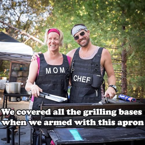 Caliber Gourmet Tactical Molle Utility Apron - Adjustable BBQ Apron with Ketchup Dispensers Set, Bottle Opener, Pockets, Reusable Carabiner, Great for Gardening, Garage, & Outdoor Activities - Image 7