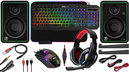 Ritz Gear RGB Gaming Accessories Kit I 4-in-1 LED Combo with Multimedia Keyboard, Optical Mouse, Mouse Pad & Headset with Adapter | for Windows 7+ Desktop, Laptop, Xbox & PS4 with CR5-X 5" Monitors - Image 2