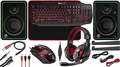 Ritz Gear Red Gaming Accessories Kit I 4-in-1 LED Combo with Multimedia Keyboard, Optical Mouse, Mouse Pad & Headset with Adapter | for Windows 7+ Desktop, Laptop, Xbox & PS4 with CR5-X 5" Monitors - Image 2