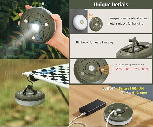 Camping String Lights,Camping Essentials Gear 32.8FT Lamp Lights Waterproof, 4 in 1 Outdoor String Lights with 8 Modes for Awn Tent Yard Garden Hiking Travel Decoration and Holiday Christmas Gift - Image 3