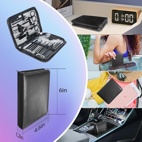 Manicure kit Personal Care Mens Grooming Kit, 30 in 1 Professional Nails Kit Pedicure Kit, Nail Clippers for Men and Beauty Tool Portable Set, with Luxurious Travel Case (Black) - Image 7