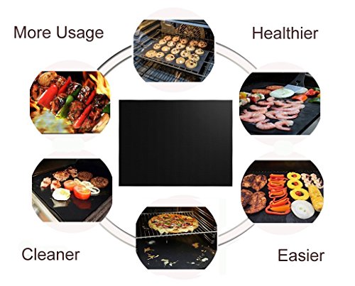Renook Grill Mat Set of 6-100% Non-Stick Reusable Mats for Gas, Charcoal or Electric Grills - Easy to Clean - 15.75 x 13-Inch, Black - Image 6