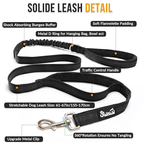 SlowTon No Pull Dog Harness - Heavy Duty Dog Harness and Leash Set for Medium Large Dogs, Reflective Tactical Harness with Soft Padded and Front Clip for Easy Walk and Training (Black M) - Image 5