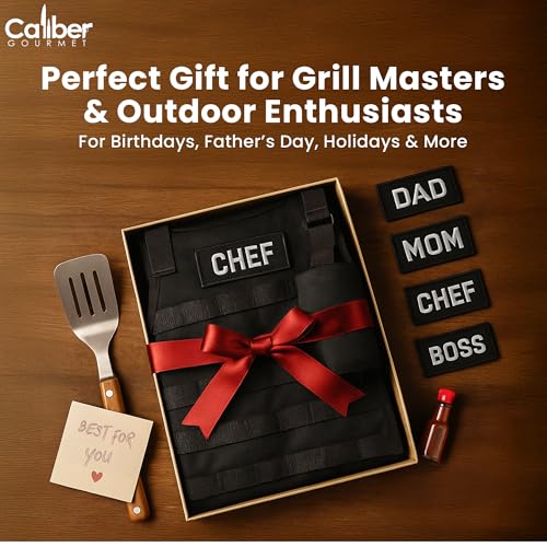 Caliber Gourmet Tactical Molle Utility Apron - Adjustable BBQ Apron with Ketchup Dispensers Set, Bottle Opener, Pockets, Reusable Carabiner, Great for Gardening, Garage, & Outdoor Activities - Image 8