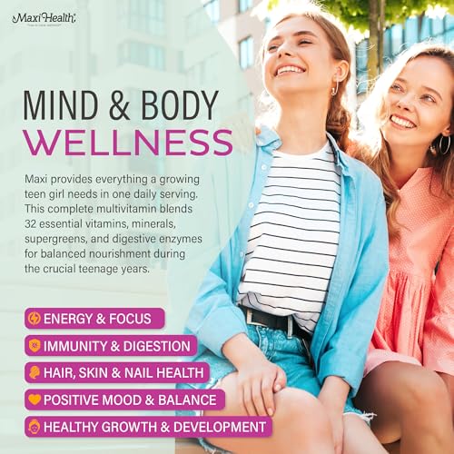 Teen Vitamins for Girls 12-17 - Teen Multivitamin D3, Iron, Calcium, Biotin, Zinc, Digestive Enzymes – Teenager Girl Multi Vitamins for Healthy Skin, Immune & Mood Support – 120 Count - Image 4