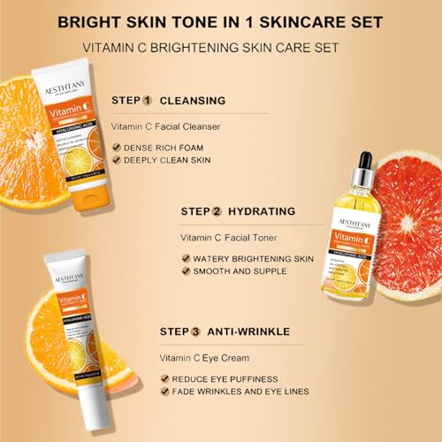 R RadiantRise Vitamin C Skin Care Set For Women , 5-In-1 Moisturizing Hyaluronic Acid Skin Care Routine with Facial Cleanser, Serum, Face Cream, Eye Cream, Toner - Image 5
