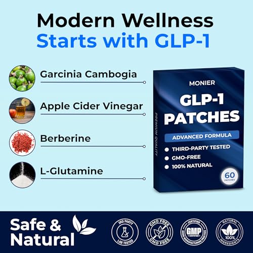 MONIER GLP-1 Patches for Women & Men | GLP1 Patch with Berberine, L-Glutamine, Garcinia Cambogia, Resveratrol | 60 Days Supply - Image 8