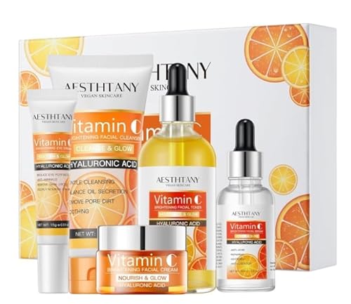 R RadiantRise Vitamin C Skin Care Set For Women , 5-In-1 Moisturizing Hyaluronic Acid Skin Care Routine with Facial Cleanser, Serum, Face Cream, Eye Cream, Toner - Image 2