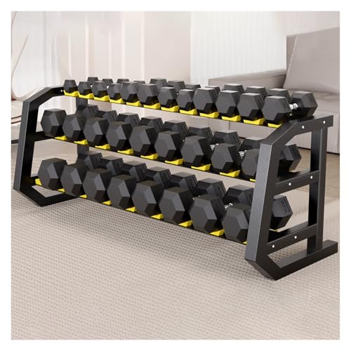 XSLRYH Rubber Coated Hex Dumbbell Weight Set, Strength Training Equipment Set with Anti-Slip Handle and 3-Tier Storage Rack for Home Gym Muscle Building and Full Body Workout(725kg Set) - Image 2