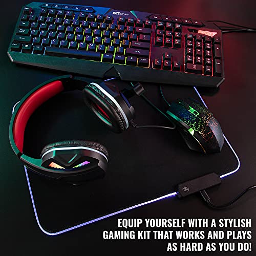 Ritz Gear RGB Gaming Accessories Kit I 4-in-1 LED Combo with Multimedia Keyboard, Optical Mouse, Mouse Pad & Headset with Adapter | for Windows 7+ Desktop, Laptop, Xbox & PS4 with CR5-X 5" Monitors - Image 3