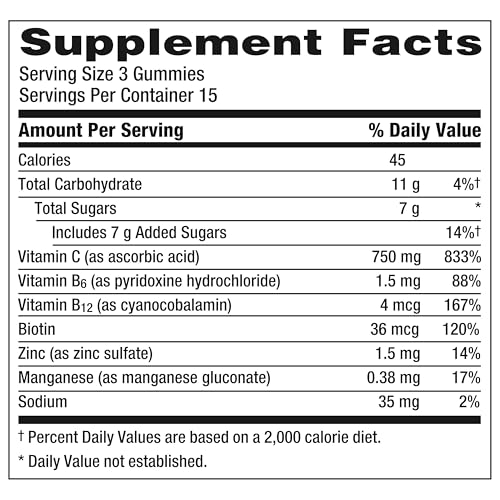 Emergen-C 750mg Vitamin C Gummies for Adults, Immunity Gummies with B Vitamins, Gluten Free, Orange, Tangerine and Raspberry Flavors - 45 Count - Image 13