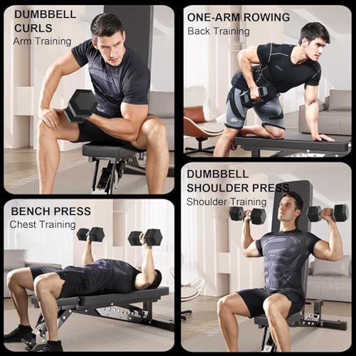 XSLRYH Rubber Coated Hex Dumbbell Weight Set, Strength Training Equipment Set with Anti-Slip Handle and 3-Tier Storage Rack for Home Gym Muscle Building and Full Body Workout(725kg Set) - Image 7