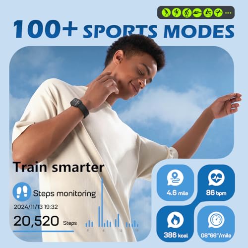 MorePro Health Fitness Tracker with Blood oxy-gen Monitor and 24/7 Heart Rate and Blood Pressure, Sleep Monitor, 120+ Sport Modes Waterproof Fitness Watch for Women Men Android iOS, Black - Image 5