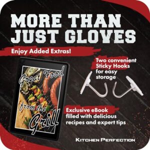 KITCHEN PERFECTION Silicone Smoker Oven Gloves -Extreme Heat Resistant BBQ Gloves -Handle Hot Food Right on Your Smoker Grill Fryer Pit|Waterproof Oven Mitts Grill Gloves |Superior Value Set+3 Bonuses
