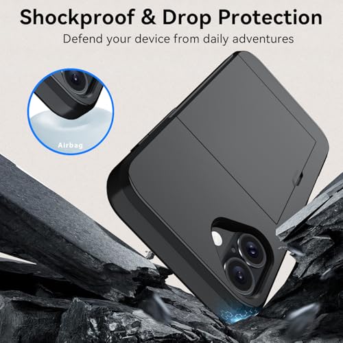 Qinmay Compatible with iPhone 17 Case Wallet,Built-in Card Holder, Heavy Duty Protective Dual Layer Shockproof Hidden Card Slot Slim Wallet Phone Cover for iPhone 17 ,Black - Image 6