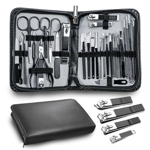 Manicure kit Personal Care Mens Grooming Kit, 30 in 1 Professional Nails Kit Pedicure Kit, Nail Clippers for Men and Beauty Tool Portable Set, with Luxurious Travel Case (Black) - Image 2