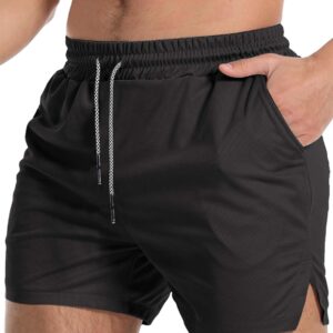 Aolesy Men’s Gym Workout Shorts 5″/7″/10″ Lightweight Bodybuilding Athletic Shorts Running Training with Zip Pockets