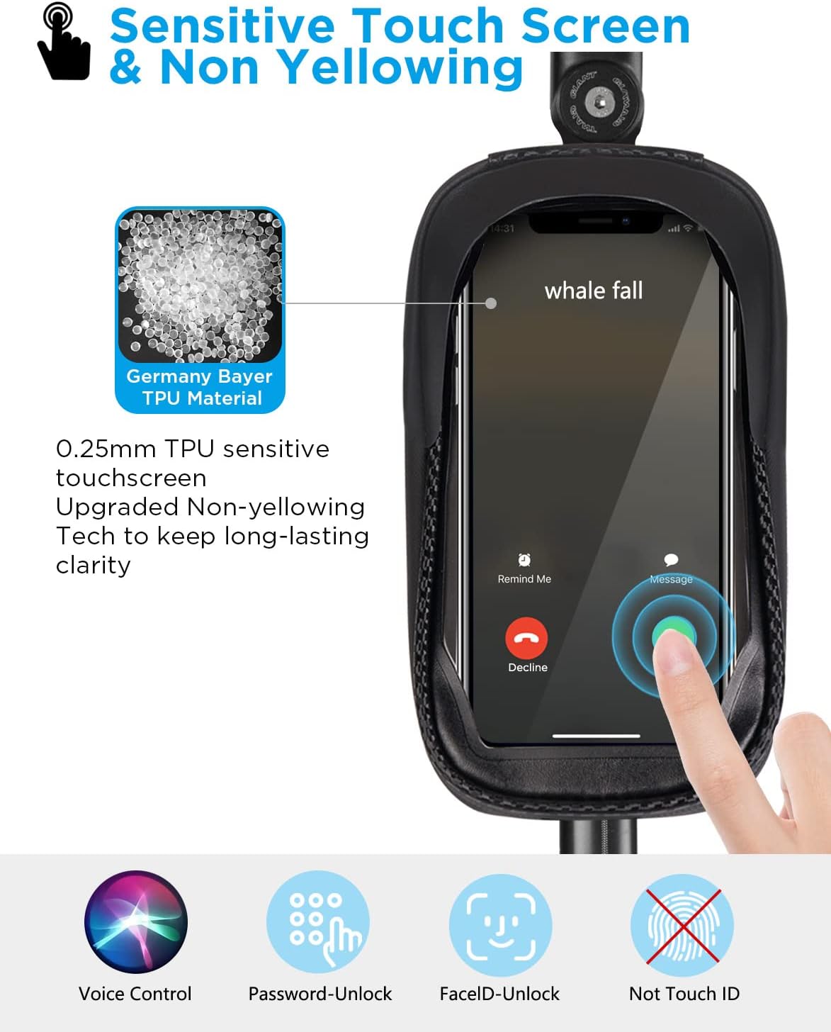 whale fall Bike Frame Bag Waterproof, 3D Eva Hard Shell, Bike Phone Holder, Bicycle Top Tube Bag, Cycling Pouch with Rain Cover, Bike Accessories for Phones Under 7" - Image 4