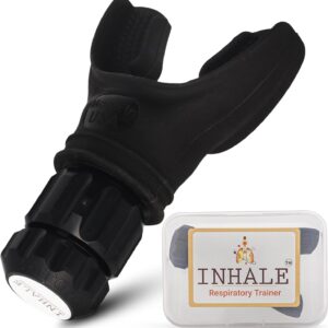 Inhale Respiratory Trainer | Compact Lung Exercise Device with High Grade Silicone | Carrying Case Included | Breath Trainer with Adjustable Resistance | Portable & Easy to Clean