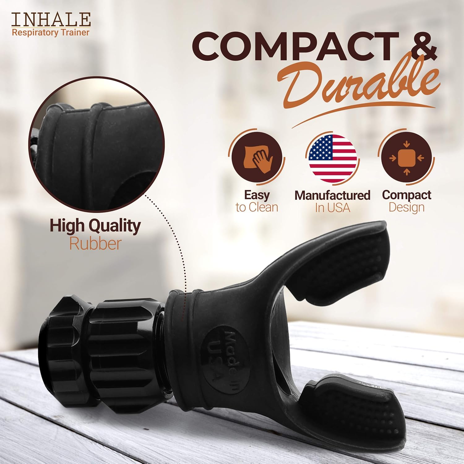 Inhale Respiratory Trainer | Compact Lung Exercise Device with High Grade Silicone | Carrying Case Included | Breath Trainer with Adjustable Resistance | Portable & Easy to Clean - Image 2